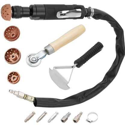 Air Tire Repair Polish Patch Tools, Include 2500rpm Low Speed Air Tire Buffer Tire Inner Liner Scrapper Patch Roller Tungsten Steel Buffing Wheel