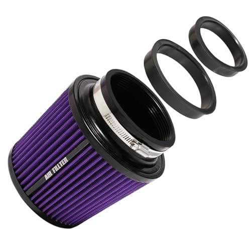 3" 3.5" 4" Inlet Car Replacement Cold Air Intake Filter 76mm 89mm 102mm 3 Sizes in 1 High Flow Performance Cone Air Filter (Purple) - color: Purple