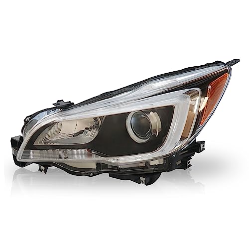 PartsFlow Halogen Headlight HeadLamp Assembly Black Interior For 2015 2016 2017 Subaru Legacy Outback Left Side - color: Black & Silver Interior Left Side