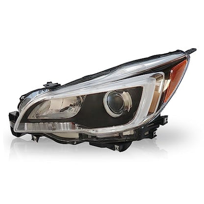 PartsFlow Halogen Headlight HeadLamp Assembly Black Interior For 2015 2016 2017 Subaru Legacy Outback Left Side - color: Black & Silver Interior Left Side