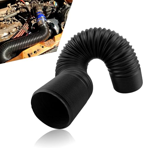 1 PC Car Inlet Cold Air Intake Hose, Flexible Vehicle Feed Pipe Replacement, Universal Stretchable Waterproof Durable Automotive Tube Accessories for Truck SUV Car (Black #76MM)