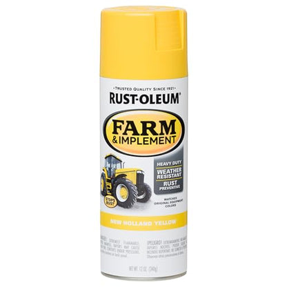 Rust-Oleum Farm & Implement New Holland Yellow Spray Paint - color: New Holland Yellow, size: 12 Ounce (Pack of 1)