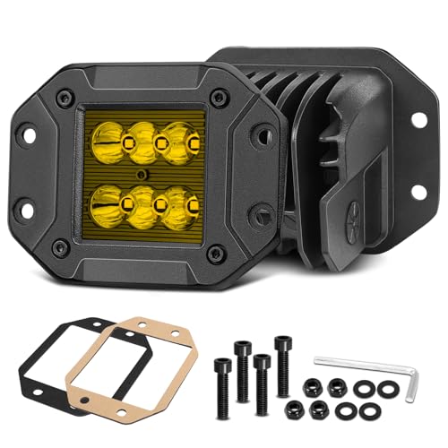 Amber Flush Mount LED Pods 120W CREE LED Bumper Lights for Trucks - color: Yellow Spot, size: 5 Inch Flush