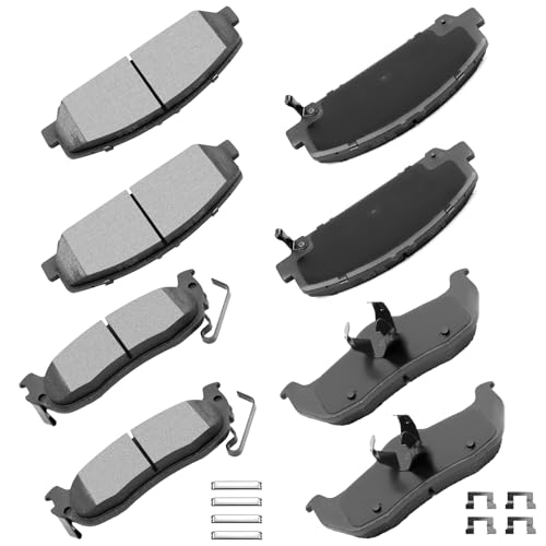 cciyu D1041 D1286 Brake Pads w/Hardware Front Rear Disc Brake Pad Set - size: Front[D1286] + Rear[D1041]