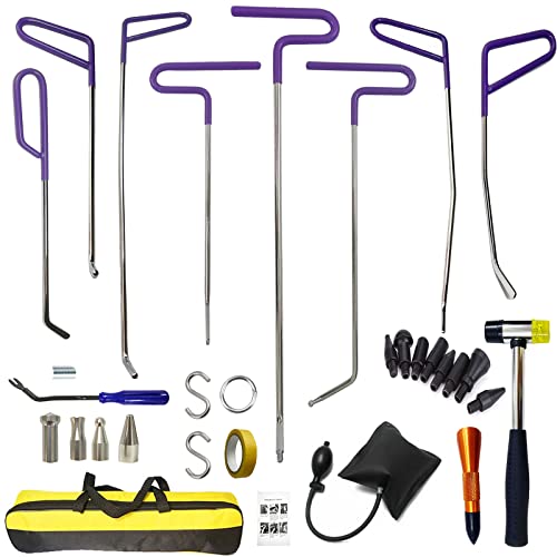 Rods Dent Removal Kit, 30 Pcs Paintless Dent Repair Rods, Special Manganese Steel, Professional Hail Dent Removal Tool for Minor Dents, Door Dings and Hail Damage