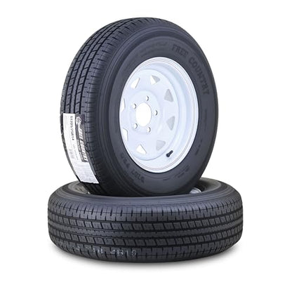 Free Country Trailer Tire Wheel ST205/75R14 8PR 105N 5X4.5 White Spoke Pk2 - size: ST205/75R14 /8PR /5x4.5