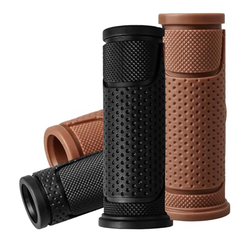 4 PCS Kids Bike Handlebar Grips | Black + Color Combo | 8 Options | Non-Slip 22.2mm 90mm Bicycle Grips for Kids Bikes & Scooters - color: Black + Brown