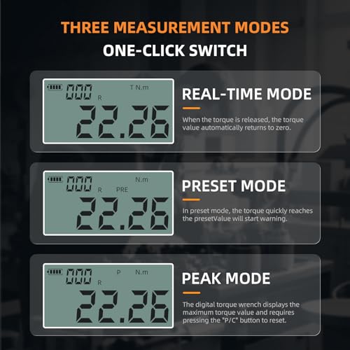 1/4-Inch Drive Digital Torque Wrench,22.12 Ft.l bs/0.9-30Nm, Adjustable Electronic Torque Wrench Set with ±2% Accuracy, Buzzer and LED Flash Notification - size: 1/4-30 Nm