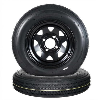 2-Pack 5.30-12 Trailer Tires with Rim, 6-Ply, 1050 LBS Load, 4 Lug on 4 in Bolt Pattern, 12x4 in Steel Wheel, Heavy-Duty All-Weather Tires for Utility, Boat Trailers - size: 5.30-12