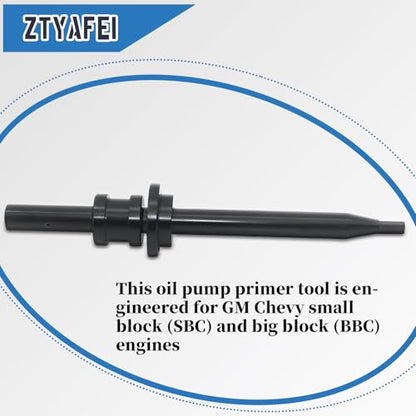 Oil Pump Primer Tool for GM Chevy SBC BBC, Fits 283 305 307 327 350 454 V6 V8 Engines, Compatible with Small & Big Block, Works with 3/8" or 1/2" Chuck Drill (Black) - color: Black