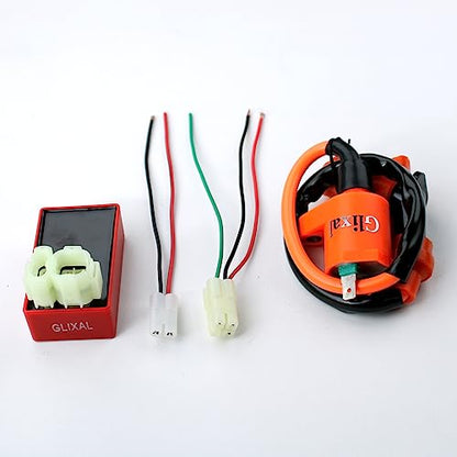 Glixal GY6 100cc 50mm Complete Big Bore Cylinder Rebuild Kit with Performance Big Valve Cylinder Head Assy for 139QMB 139QMA 147QMD Engine Scooter Moped ATV Go-Kart (69mm-18.5/20.5mm Larger Valves)