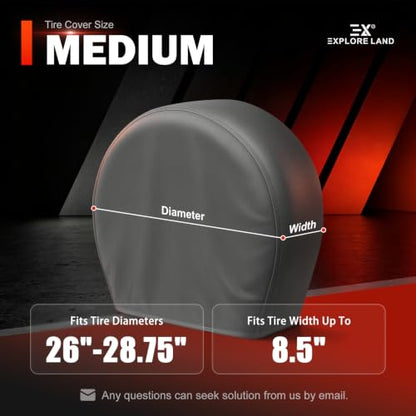Explore Land Tire Covers 2 Pack Fit Tire Diameters 26-28.75 inch, Charcoal - size: M (Fits Tire Diameters 26''-28.75''), style: Charcoal - 2 Pack