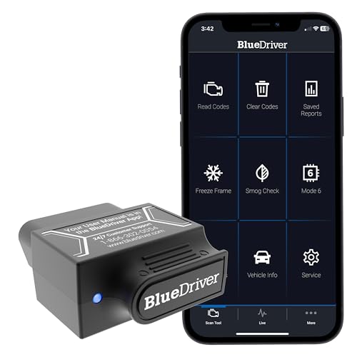 BlueDriver OBD2 Scanner Bluetooth, No Subscription, ABS SRS TPMS