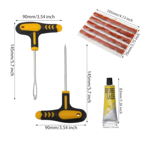 Car Tire Repair Tool Set with Rubber Strips Tubeless for Truck Motorcycle