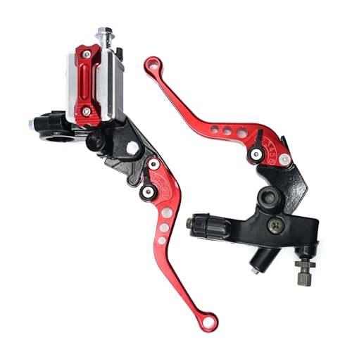 7/8'' 22mm Universal Motorcycle Brake Lever Clutch Master Cylinder Lever Set Reservoir for Harley Honda Kawasaki Suzuki Yamaha - color: Red