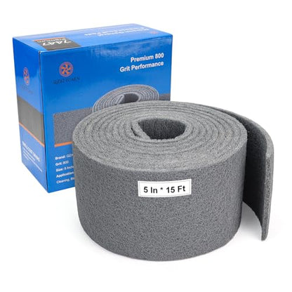 Gray Scuff Pad Roll 5" x 15 ft - Ultra Fine 800 Grit Surface Prep for Auto Body, Woodworking & Paint - color: Gray, style: 5 Inches*15 Feet