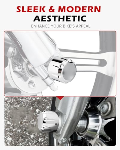 Front Axle Nut Covers CNC Black Chrome Caps Compatible with Harley Davidson Road Glide Sportster Softail Touring Dyna Trike Road King Iron 883 Fat Boy 2002-2024 (Chrome) - color: Chrome