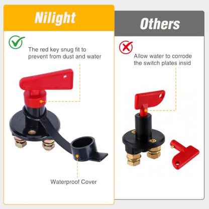 Nilight Battery Disconnect Switch with Waterproof Key and Cover - color: 100A ON-OFF Switch with Waterproof Key and Cover