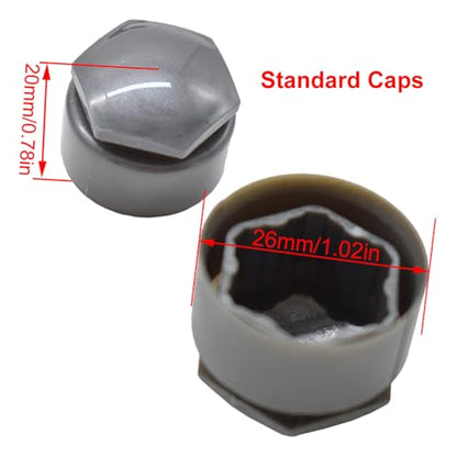 XUKEY Lug Nut Covers for Audi, 24pcs 25mm + Disassembly Tool (Grey) - color: Grey