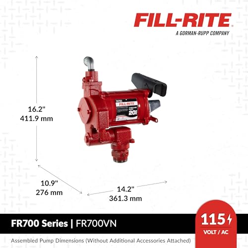 Fill-Rite FR700VN 115V 20 GPM Fuel Transfer Pump (Pump Only Model) | For Gasoline, Diesel, Kerosene, Ethanol Blends, Methanol Blends & Biodiesel up to B20 - size: 1 1/4" Inlet - 3/4" Outlet, style: 115V 3/4" Pump Only