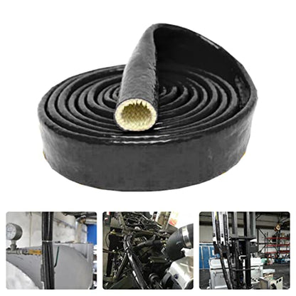 Fuel Line Heat Shield Insulation Heat Shielded Fire Sleeve Silicone Coated Fiberglass Heat Protection for Automotive Hose Lines & Electrical Wiring-（Black 3/4" ID x5FT） - color: Black, size: 3/4" ID x 5FT
