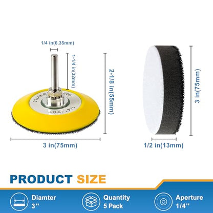 S SATC 3 Inch Hook and Loop Sanding Pad for Sanding Disc with 1/4 Inches Drill Sanding Attachment and Foam Sanding Pads for Polish Wood Metal Glass, 5 Packs - style: 3 Inch Hook and Loop Sanding Pad and Foam Sanding Pads