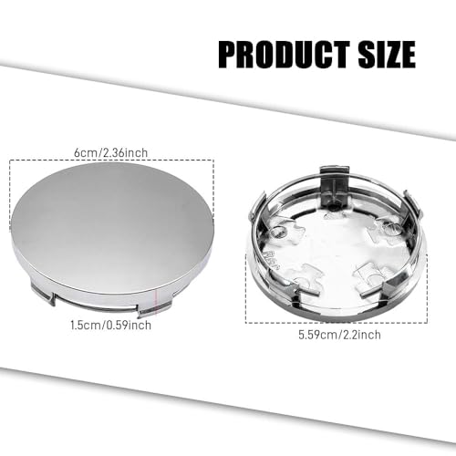 4PCS Car Wheel Center Caps, Center Caps for Rims, ABS Snap-in Vehicle Wheel Hub Cover, OD 60MM/2.36In ID 56MM/2.2In Modified Car Rim Cover Replacements for Most SUV Sedan Truck (Plating Color) - color: Plating Color