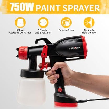 HVLP Electric Spray Paint Gun with 5 Nozzles (1mm-3mm) & 360° Adjustable Spray Angle - Paint Sprayer for Furniture, Cabinets, Fences, Walls, Ceilings - Indoor & Outdoor Use (Dark Black) - color: CX69-Dark Black