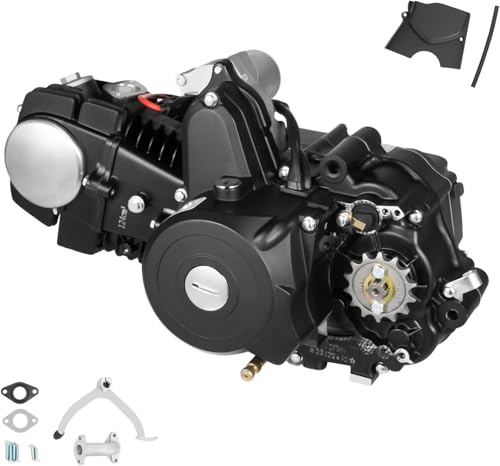 125CC 4-Stroke Engine Motor, 7.64HP 3-Speed Go Kart Engine for Motorcycles, Atvs, Go-Karts, Tricycles, Air Cooling System, Kick Start, Electric Start Engine