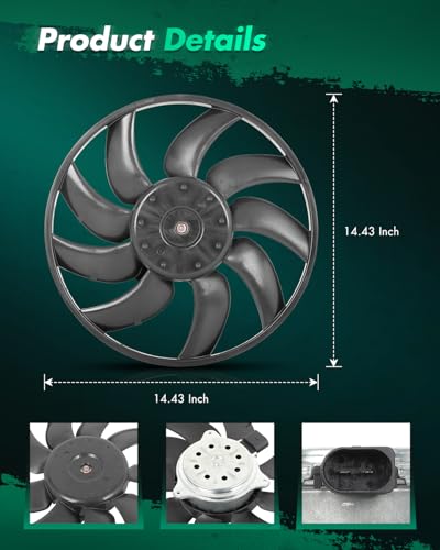 SCITOO 8K0959455F AC Condenser Fan Assembly for Audi & Porsche Model - size: 8K0959455F