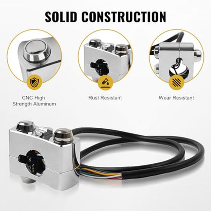 Bacar 1" Handlebar Switch Control for Harley Cruiser for Rebel for Vulcan