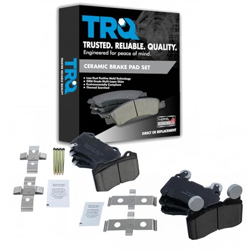 TRQ Front and Rear Ceramic Brake Pad Set - color: Ceramic, size: BKA12032
