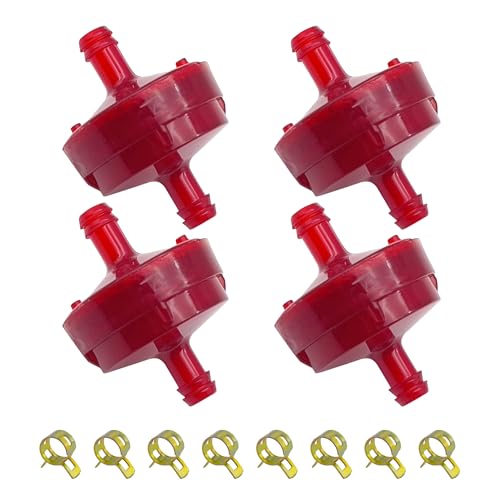 Strongthium 4PCS 298090S Lawn Mower 1/4" ID Inline Gas Fuel Filter - size: red 4pcs