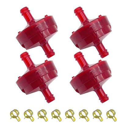 Strongthium 4PCS 298090S Lawn Mower 1/4" ID Inline Gas Fuel Filter - size: red 4pcs