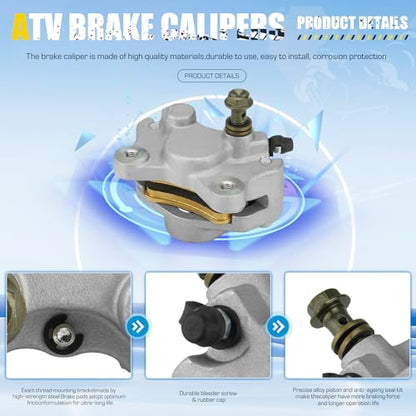 Front Rear ATV Brake Calipers Set with Pads for Arctic Cat 400 500 1998 1999 2000 2001 2002, Replace for 0402-011 0402-010, 3 Set，Left/Right Calipers