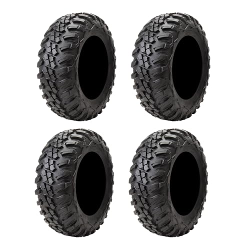 Tusk Terrabite Set of 4 UTV/ATV Tires – 27x9-12 Front & 27x11-12 Rear – 8-Ply Rated Radial Construction, ¾″ Deep Tread, Medium-Hard Terrain, High Load Capacity, Heavy Duty Sidewall Tread Armor - size: 27x9-12 / 27x11-12