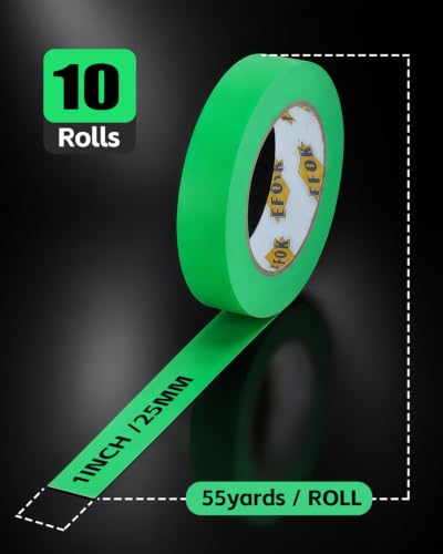 EFOK 10Rolls Green Painters Automotive Masking Tape for Painting 1" x 55yds