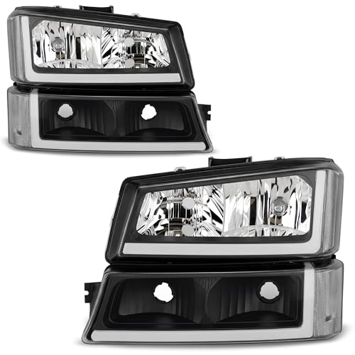 AUTOSAVER88 LED DRL Headlights Compatible with 03-06 Chevy Silverado Black - color: LED - Black/Clear/Clear