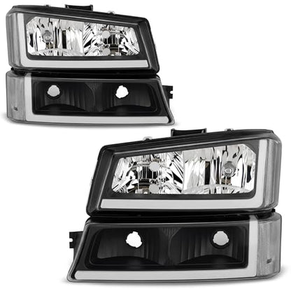 AUTOSAVER88 LED DRL Headlights Compatible with 03-06 Chevy Silverado Black - color: LED - Black/Clear/Clear