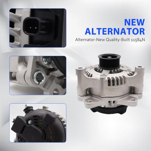 11584N Alternator Compatible with Jeep Wrangler 2012 2013 2014 2015 2016 2017 2018, Wrangler JK 2018, 3.6L, 12V 160A CCW 6-Groove Pulley, Replace# 421000-0810, 68078950AA, 90-29-5783 - size: 11584N