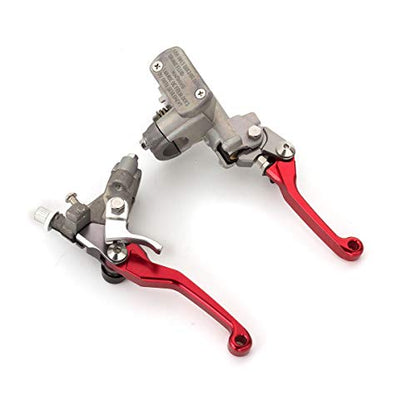 Dirt Bike Brake Master Cylinder Reservoir Cable Clutch Levers for CR80/85R CR125R/250R CRF150R CRF125F/150F/230F/250F CRF250/450X CRF250/450R CRF250/450RX CRF150L/250L/450L CRF300L - color: Red