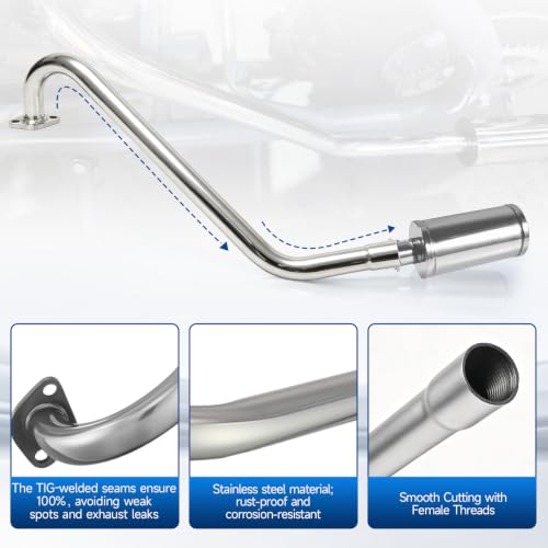 212cc Long Exhaust Pipe with Muffler for Predator 224cc for Coleman CT200U - color: Silver