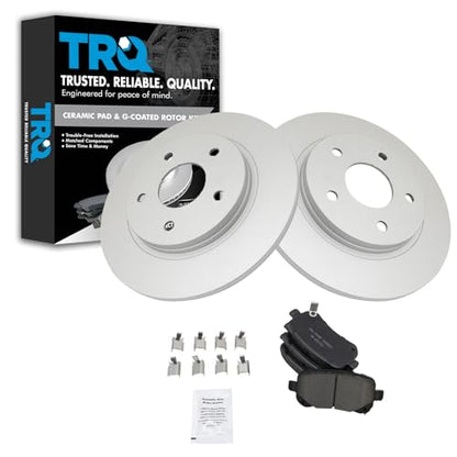 TRQ Rear Brake Pad and Rotor Set Ceramic G Coated Solid Rotors - style: BKA14746