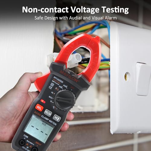 Digital Clamp Meter, Multimeter 6000Counts Volt Meter Auto-ranging Measures AC/DC Amp Clamp, NCV Non Contact Check Function (MAYILON MY2600D) - size: 6000 Counts, style: AC/DC Current