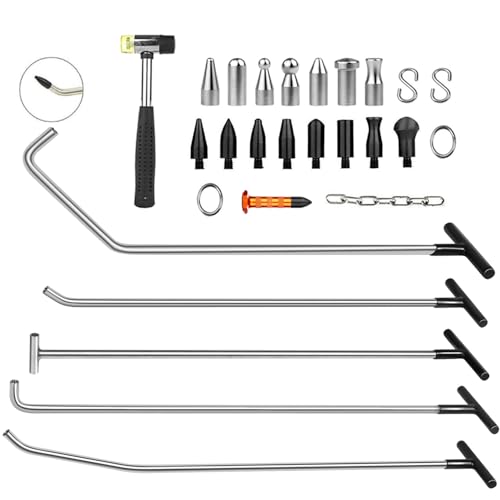 LadyRosian Dent Repair Rods Tools 27PCS Paintless Dent Repair Kits with Stainless Steel Taper Head Tools for Car Auto Body Dents Hail Damage Removal - color: Repair Tool C