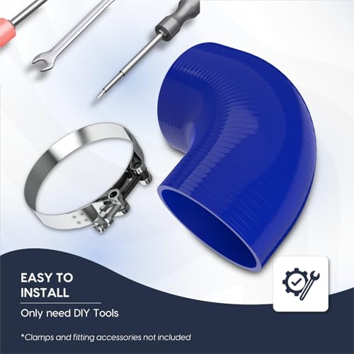Endure 90 Degree Silicone Elbow Intake Hose 4-Ply, 4"(102mm) - Blue - color: Blue, size: ID - 4Inch(102mm)