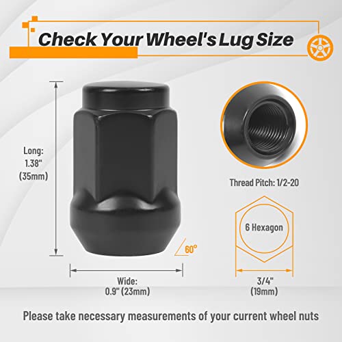 MIKKUPPA 1/2-20 Closed End Lug Nuts, Replacement for Ford Aftermarket Wheel - color: Black, size: 1/2"-20 (No Cap)