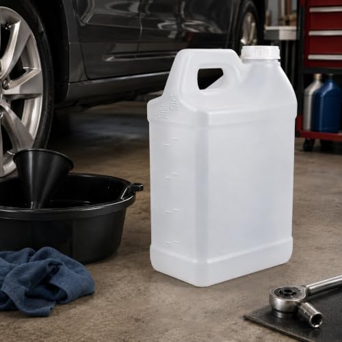 kitchentoolz 2.5 Gallon Water Jug - F-Style HDPE Carboy with Secure Seal Airtight Lid - Automotive Oil Container & Chemical Transport