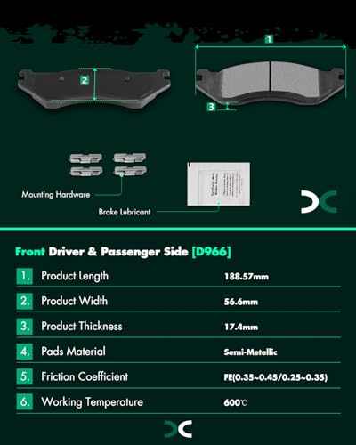 Ceramic Brake Pads Kits SCITOO 8PCS Fit For Dodge For Ram 1500 2002-2005 - size: Front D966 & Rear D967 [8PCS]