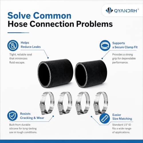 2-Pack 1.5" ID x 3" Straight Silicone Hose Coupler, 4-Ply - color: Shape: Straight, size: 3 Inch